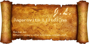 Jagerovits Liliána névjegykártya